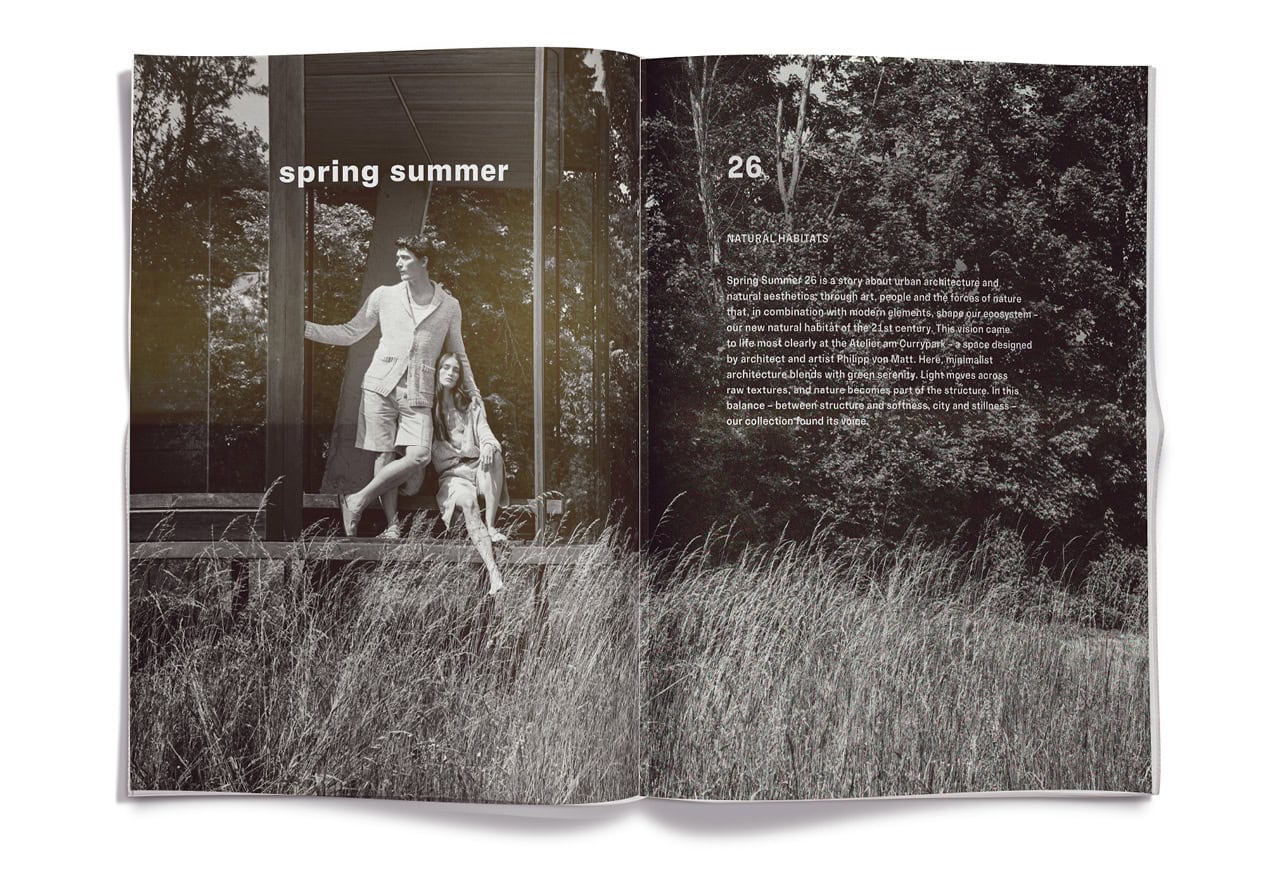 Frau und Mann in luftigen Sommerlooks im hohen Gras, stimmungsvoll inszeniert unter der Headline ‚spring summer 26_