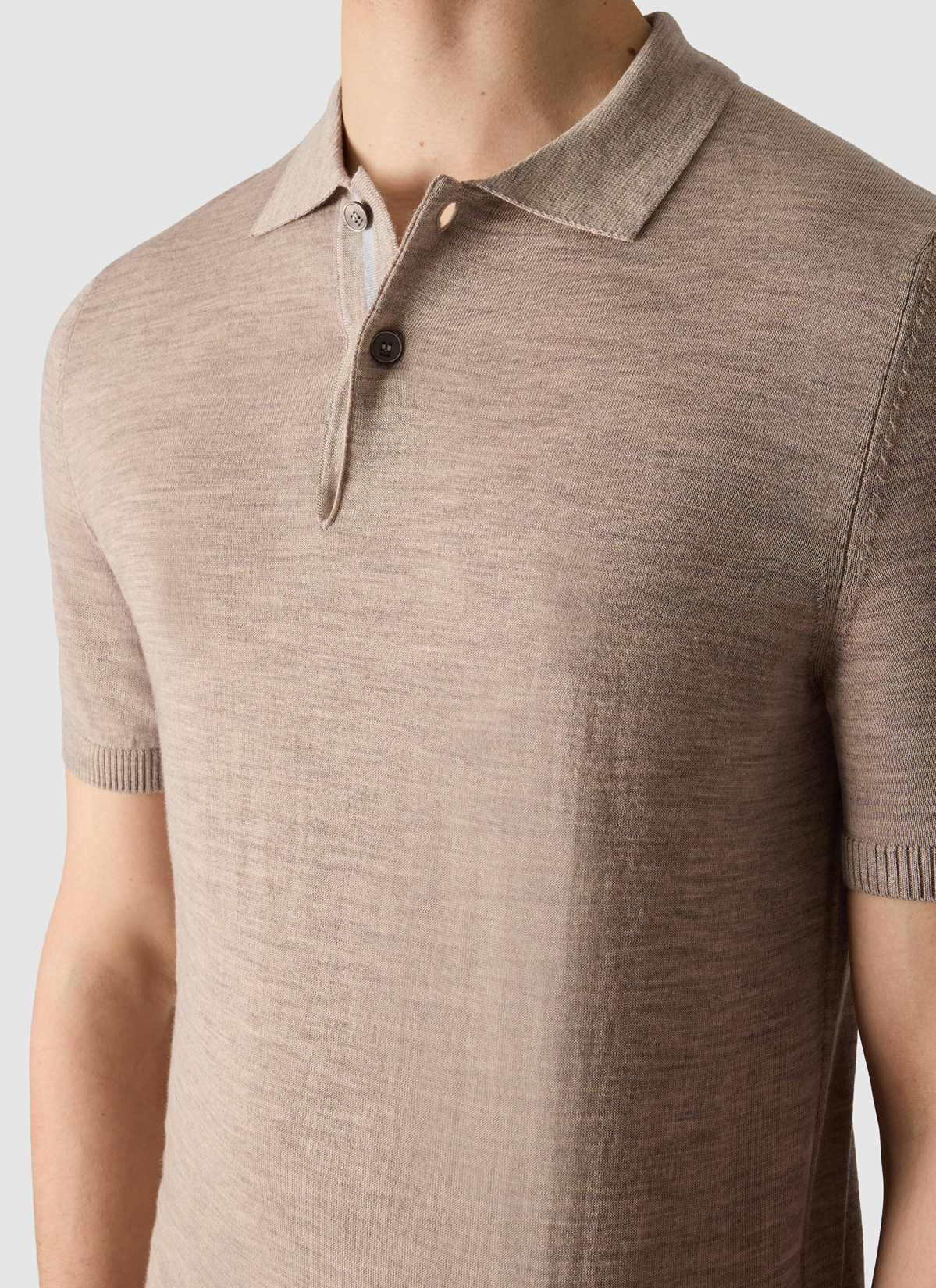 Pullover Polo 1/2 Arm, Creme Detailansicht 1