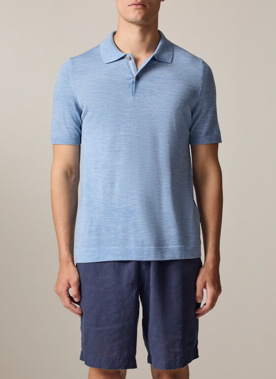 Pullover Polo 1/2 Arm Whispering Blue Frontansicht