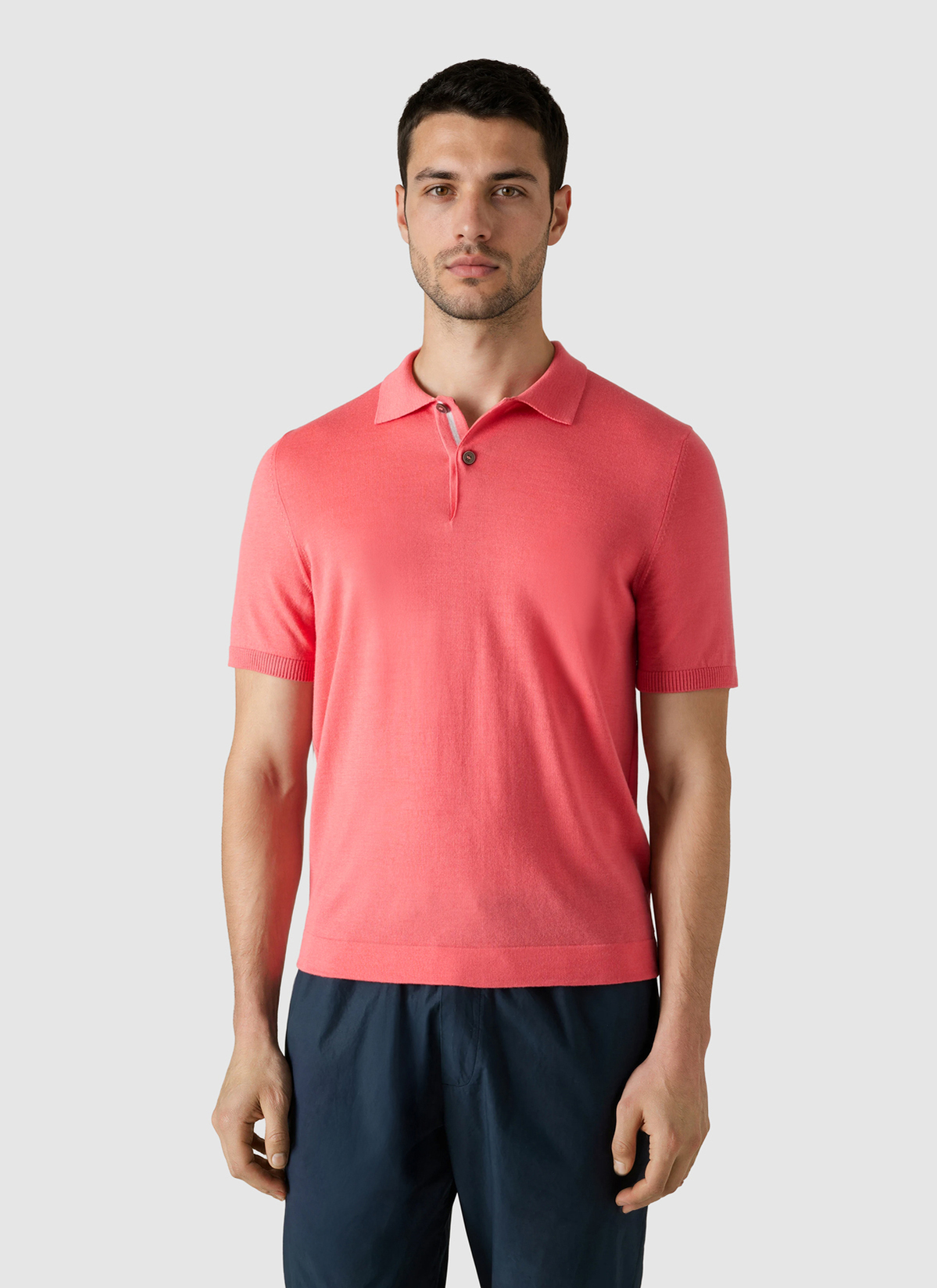 Pullover Polo 1/2 Arm, Shiny Flamingo Frontansicht