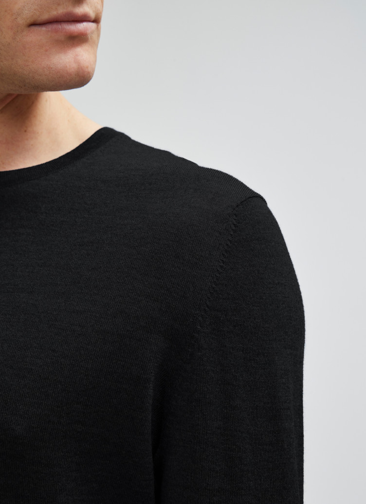 Pullover Rundhals 1/1 Arm, Black Detailansicht 1