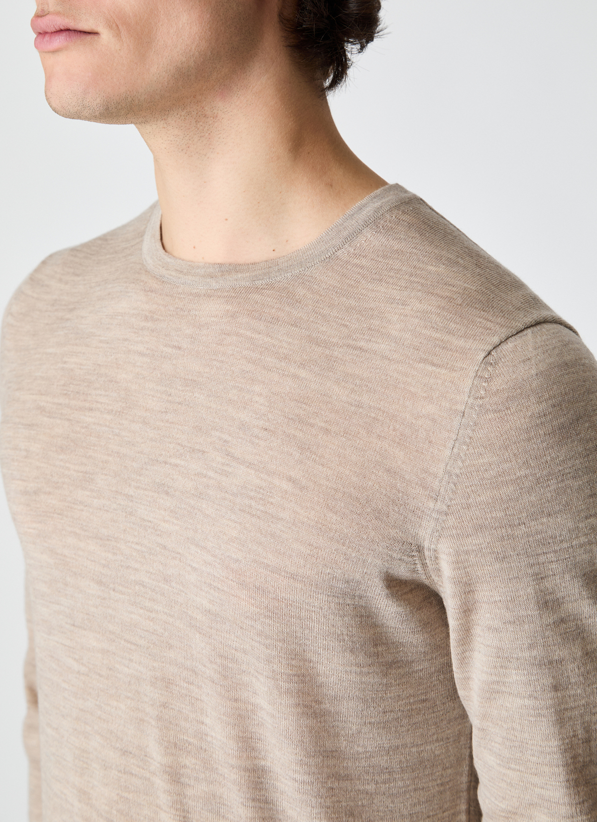 Pullover Rundhals 1/1 Arm, Iced Latte Detailansicht 2