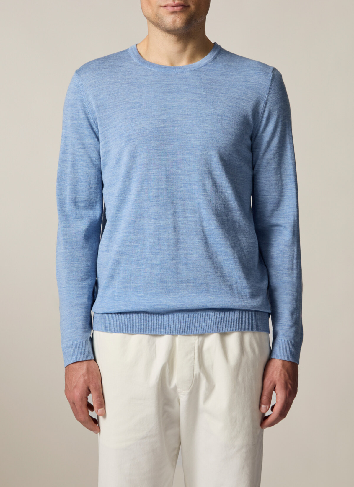 Pullover Rundhals 1/1 Arm, Whispering Blue Frontansicht