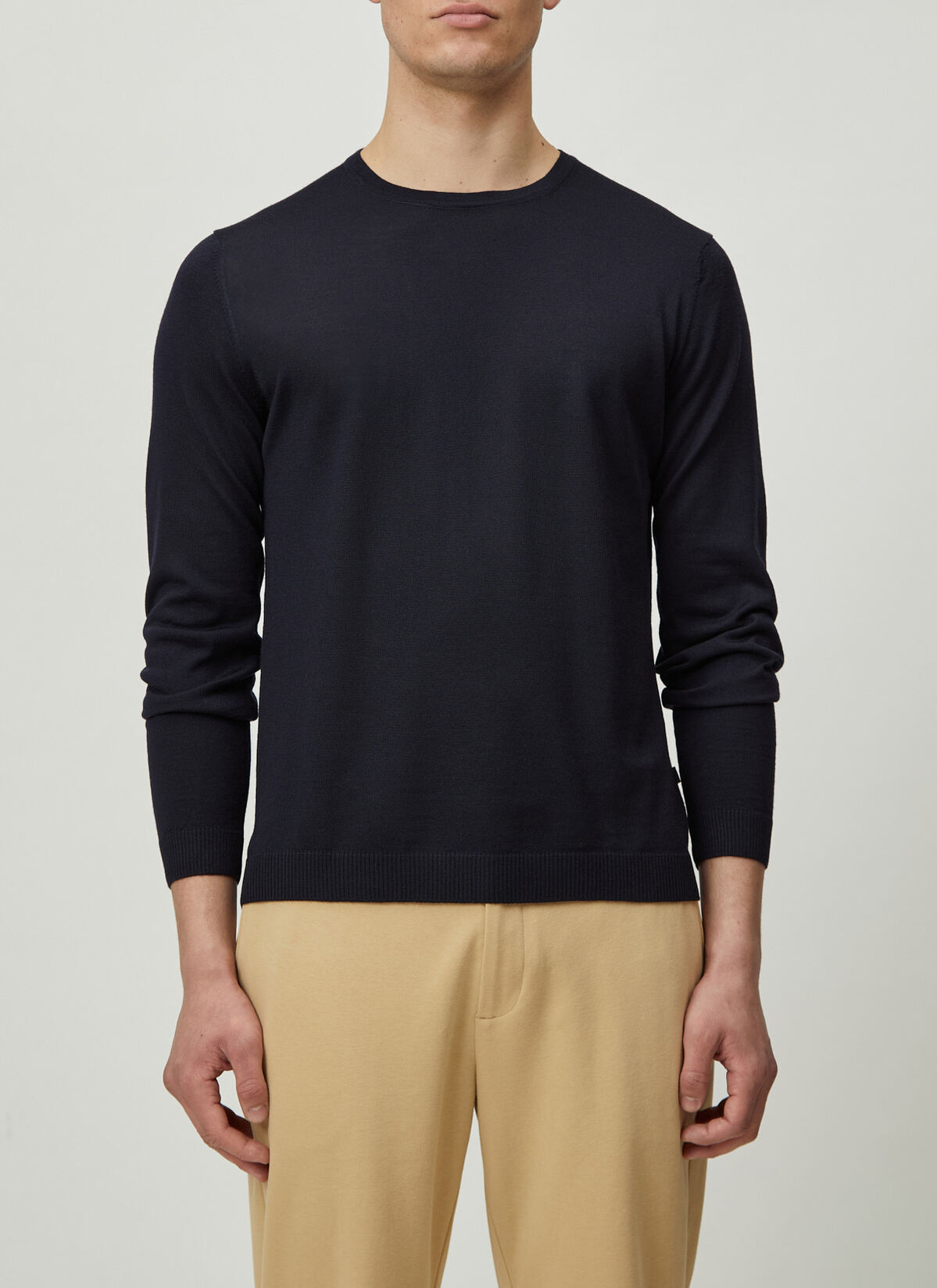 Pullover Rundhals 1/1 Arm, Navy Frontansicht