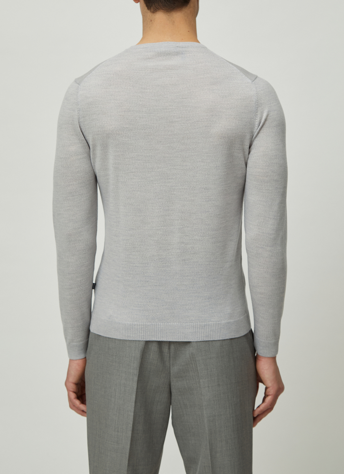 Pullover Rundhals 1/1 Arm, Light Grey Rückansicht