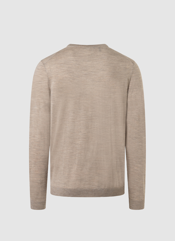 Pullover Rundhals 1/1 Arm Iced Latte Frontansicht