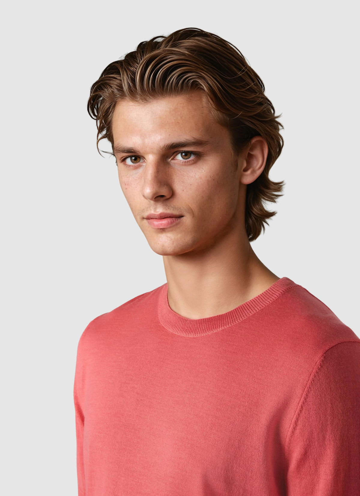 Pullover Rundhals, Shiny Flamingo Detailansicht 1