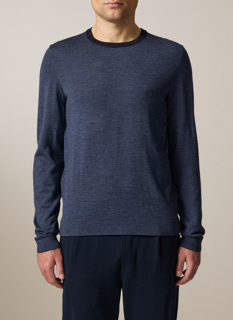 Pullover Rundhals 1/1 Arm, Navy Frontansicht