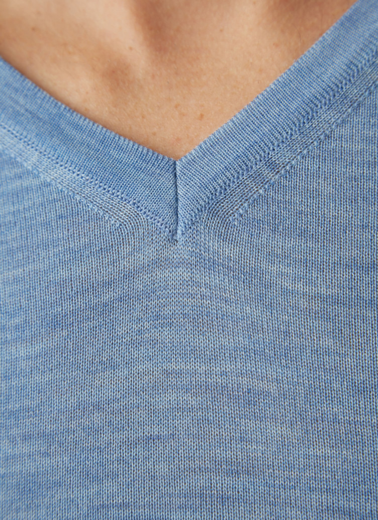 Pullover V-Ausschnitt 1/1 Arm, Stone Blue Detailansicht 2