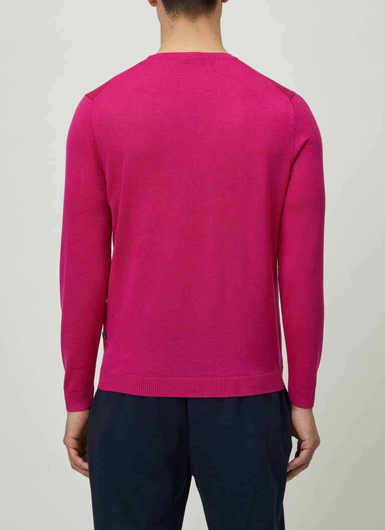 Pullover V-Ausschnitt 1/1 Arm, Pink Duplex Rückansicht