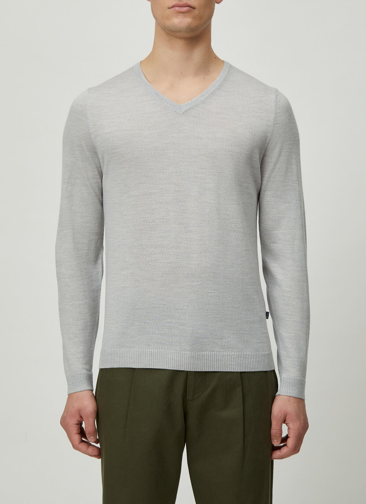 Pullover V-Ausschnitt 1/1 Arm, Light Grey Detailansicht 1