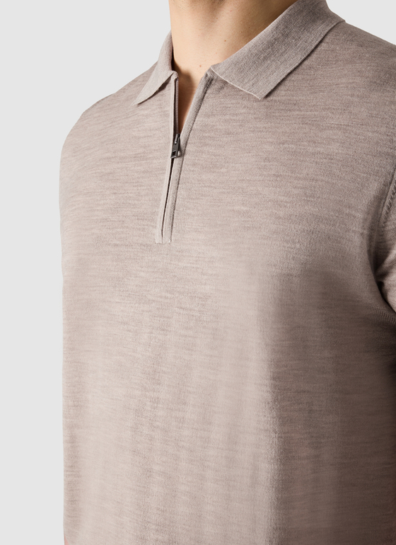 Pullover Polo 1/2 Arm Iced Latte Frontansicht