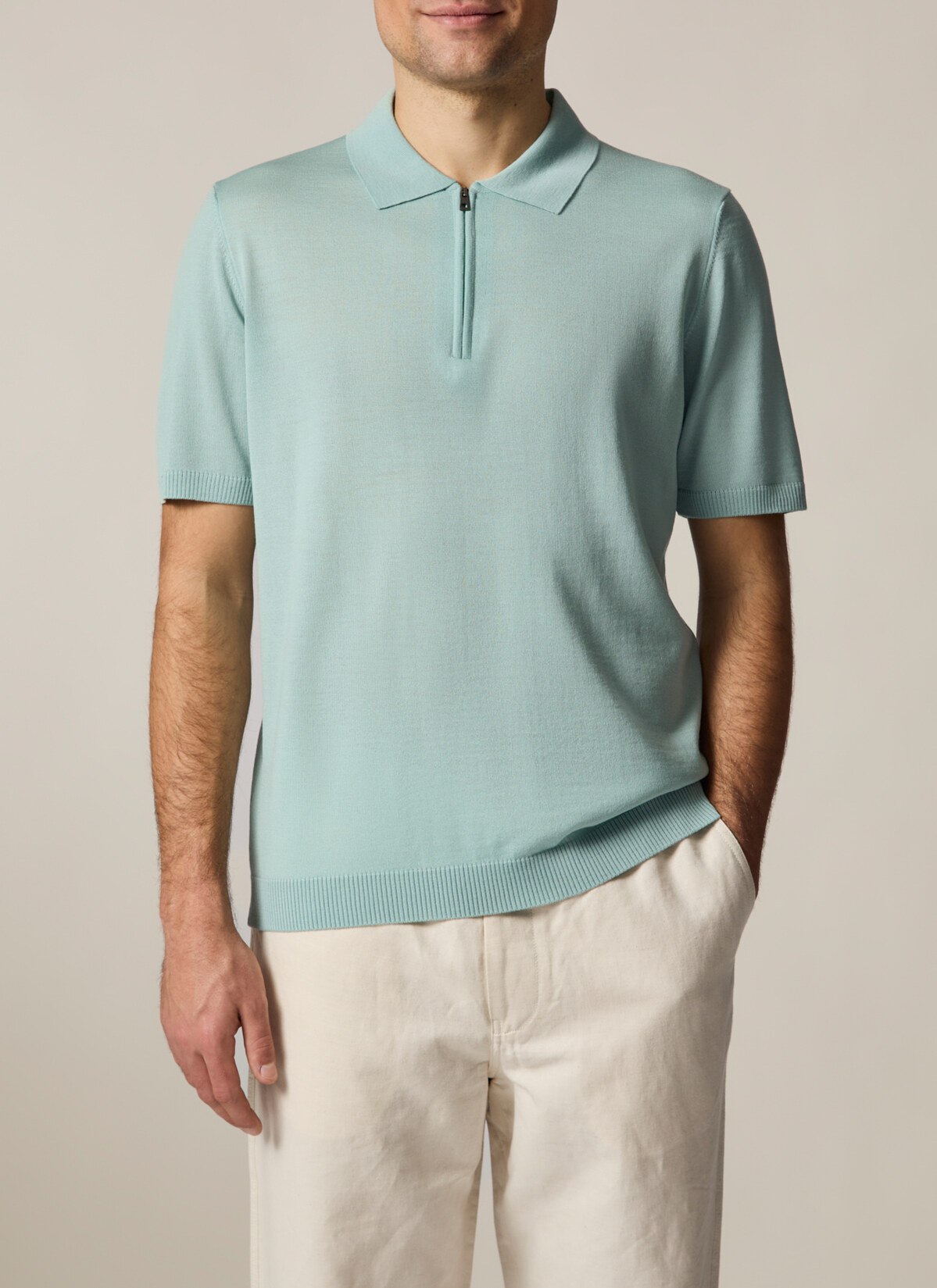 Pullover Polo 1/2 Arm, Iced Mint Frontansicht