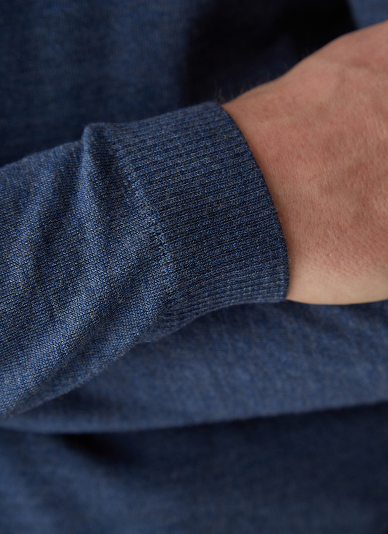 Pullover Polokragen Zip 1/1 Arm, Denim Detailansicht 1