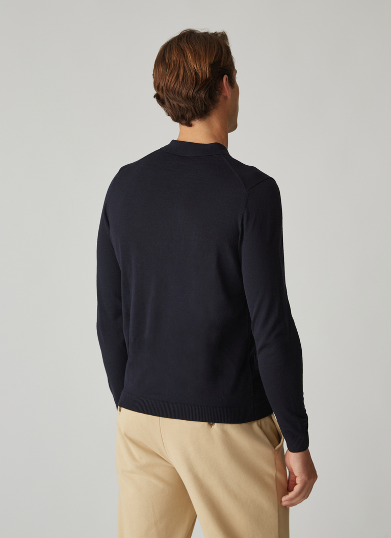 Pullover Polokragen Zip 1/1 Arm, Navy Rückansicht