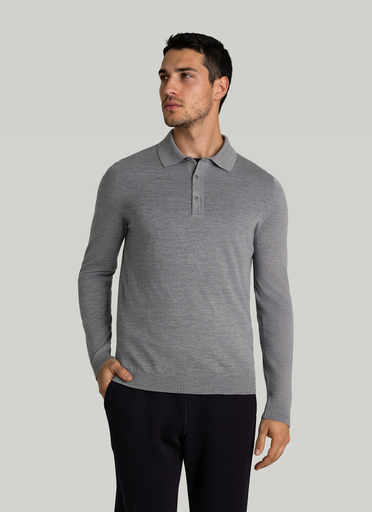 Pullover Rollkragen 1/1 Arm, Shark Skin Frontansicht