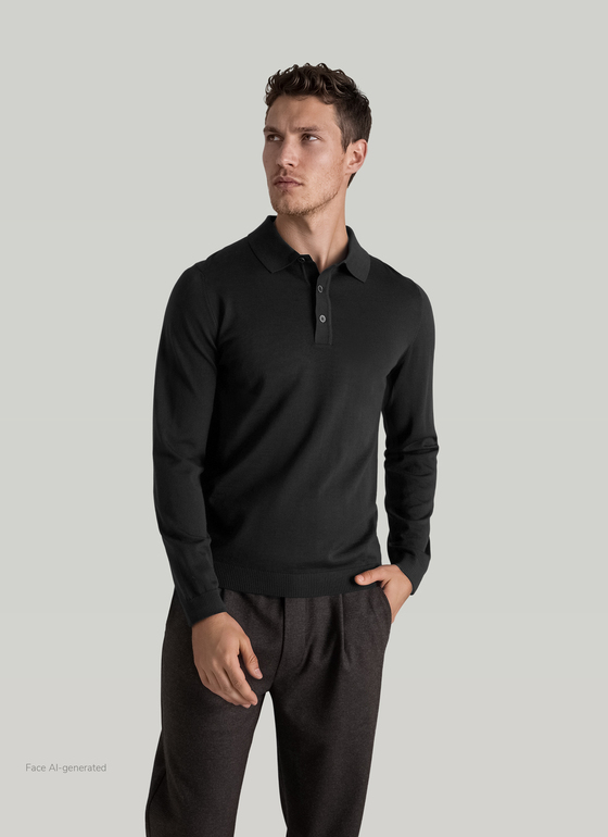 Pullover Rollkragen 1/1 Arm Black Frontansicht