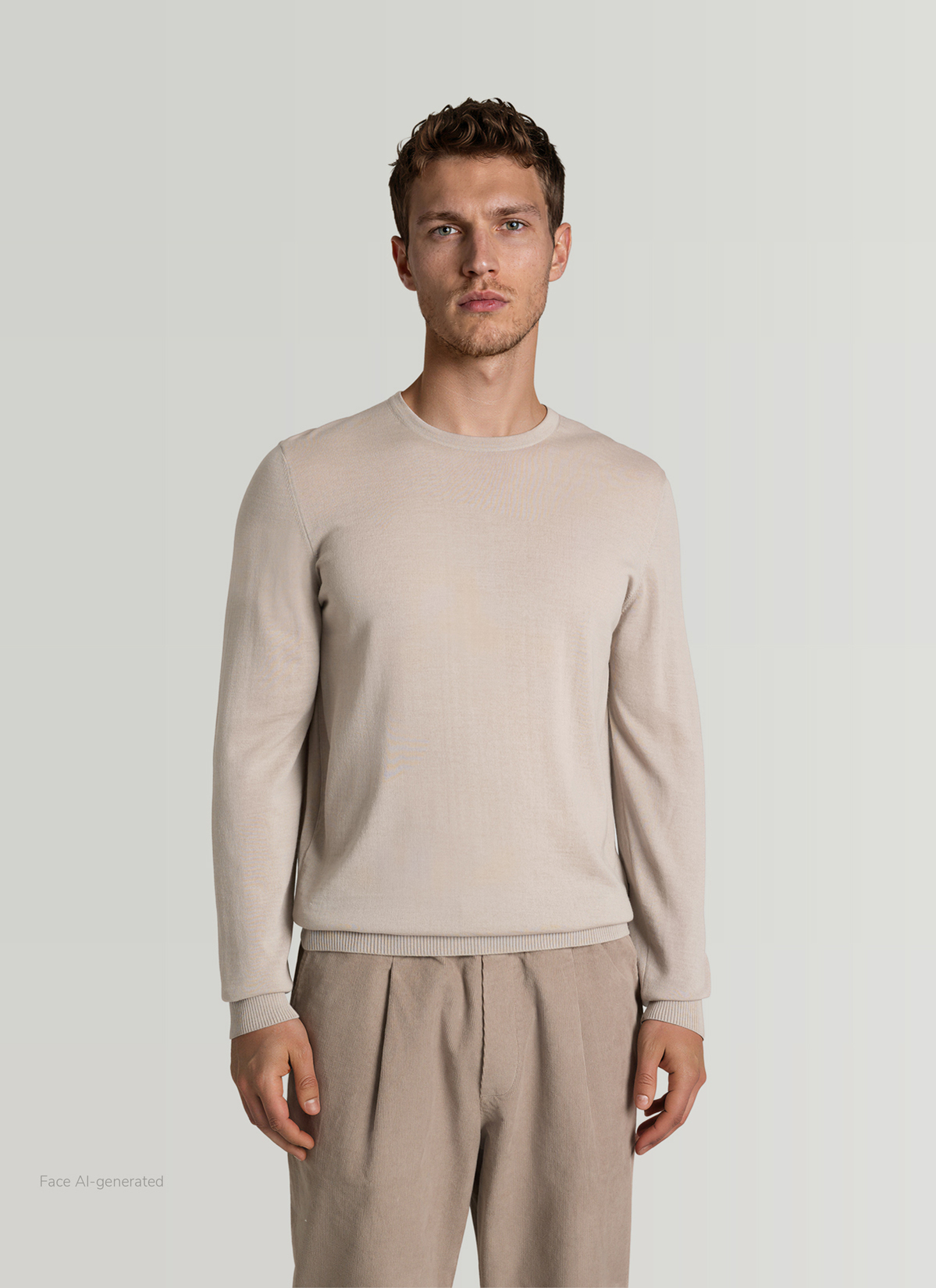 Pullover Rundhals 1/1 Arm, Mascarpone Cream Frontansicht