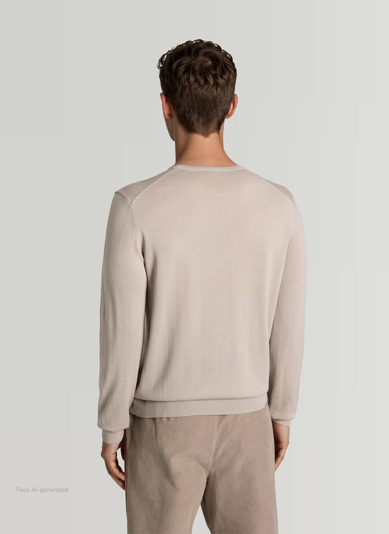 Pullover Rundhals 1/1 Arm Mascarpone Cream Frontansicht
