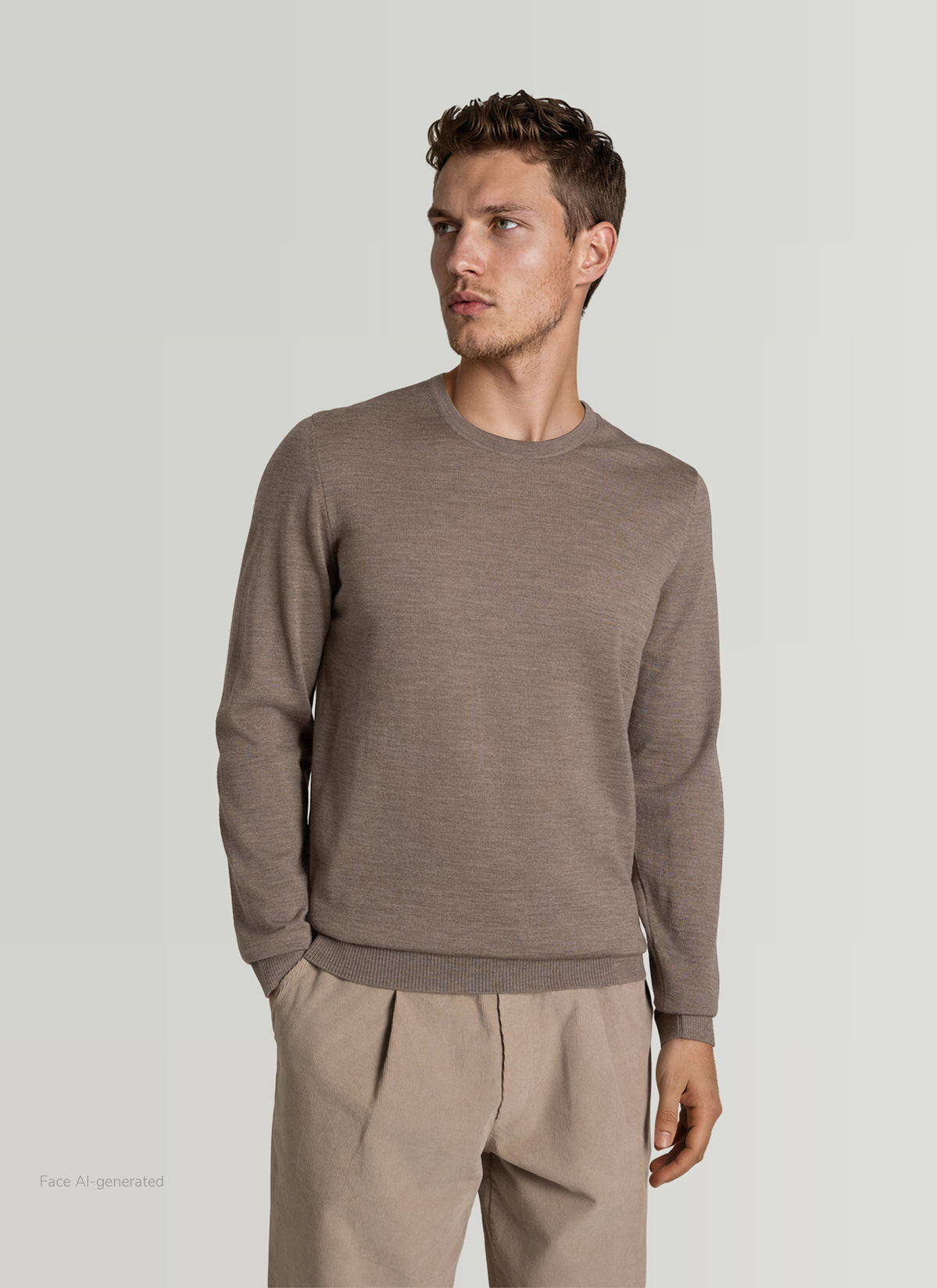 Pullover Rundhals 1/1 Arm, Brownie Frontansicht