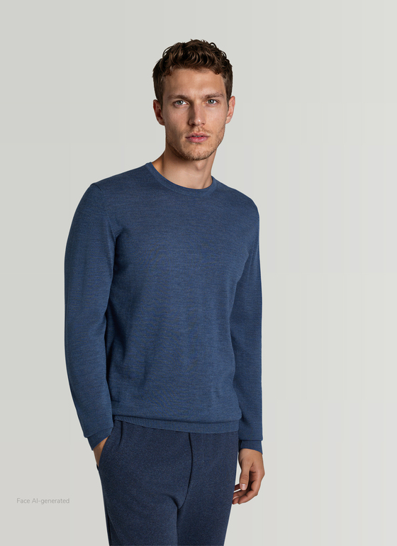 Pullover Rundhals 1/1 Arm Nimes Blue Frontansicht