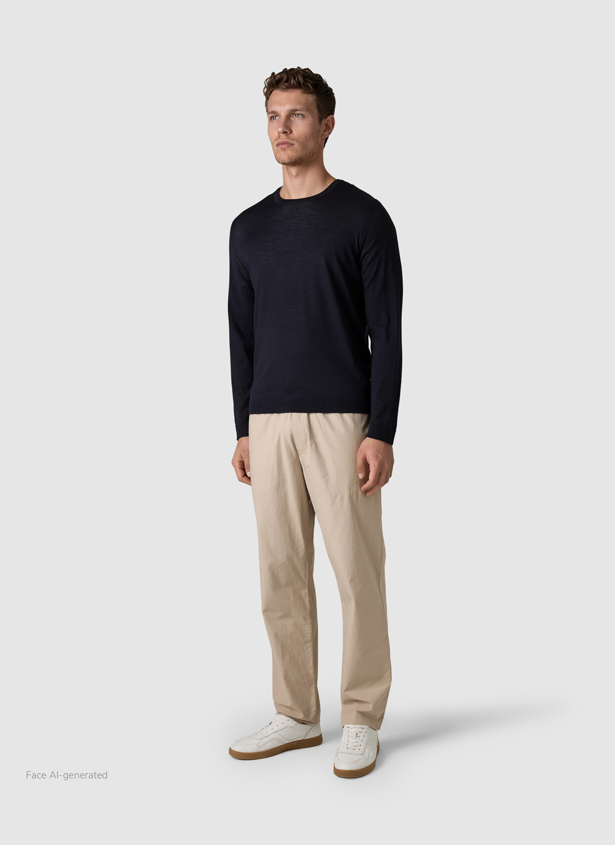Pullover Rundhals 1/1 Arm, Navy Detailansicht 2