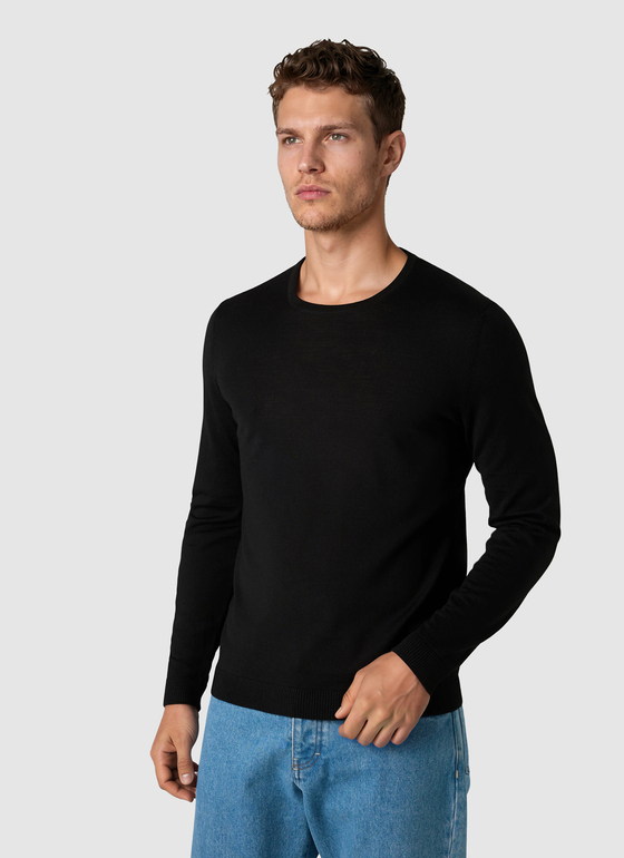Pullover Rundhals 1/1 Arm Black Frontansicht