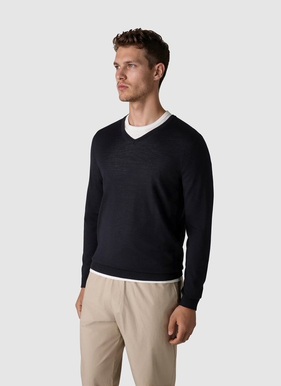 Pullover V-Ausschnitt 1/1 Arm Navy Frontansicht
