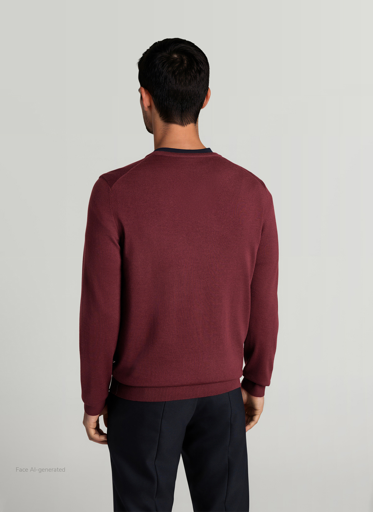 Pullover V-Ausschnitt 1/1 Arm, Barolo Wine Rückansicht