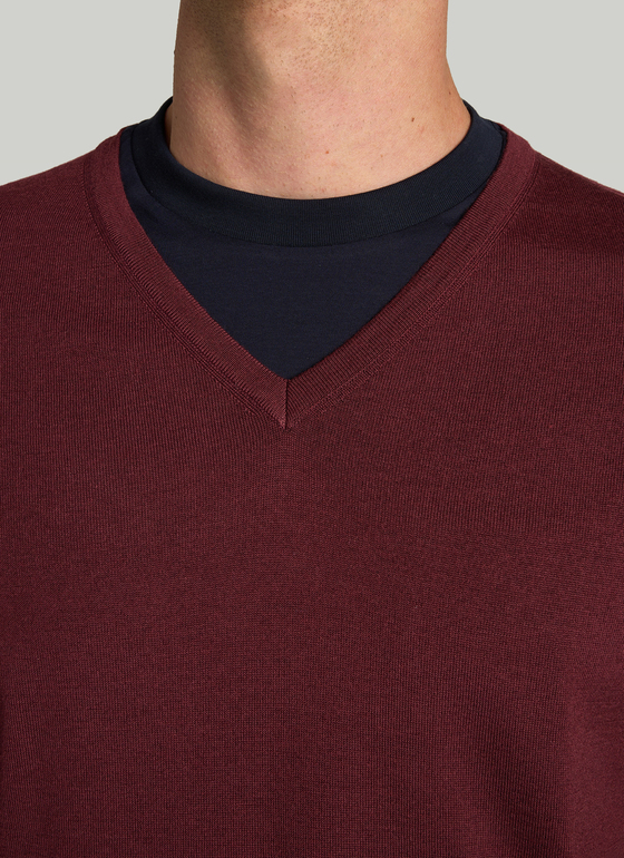 Pullover V-Ausschnitt 1/1 Arm Barolo Wine Frontansicht