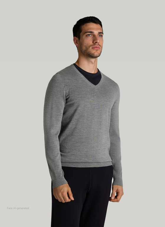 Pullover V-Ausschnitt 1/1 Arm Shark Skin Frontansicht