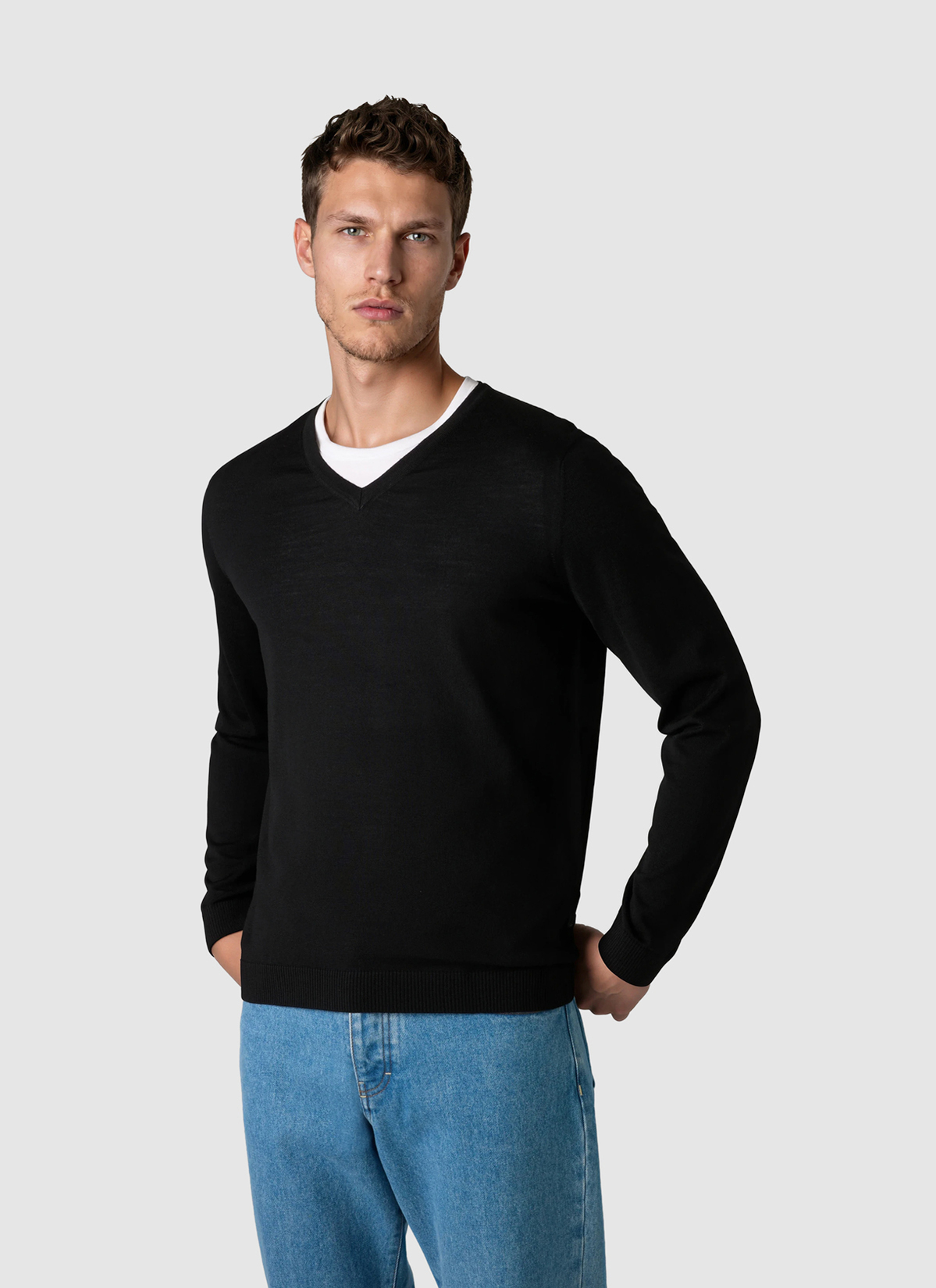 Pullover V-Ausschnitt 1/1 Arm, Black Detailansicht 2