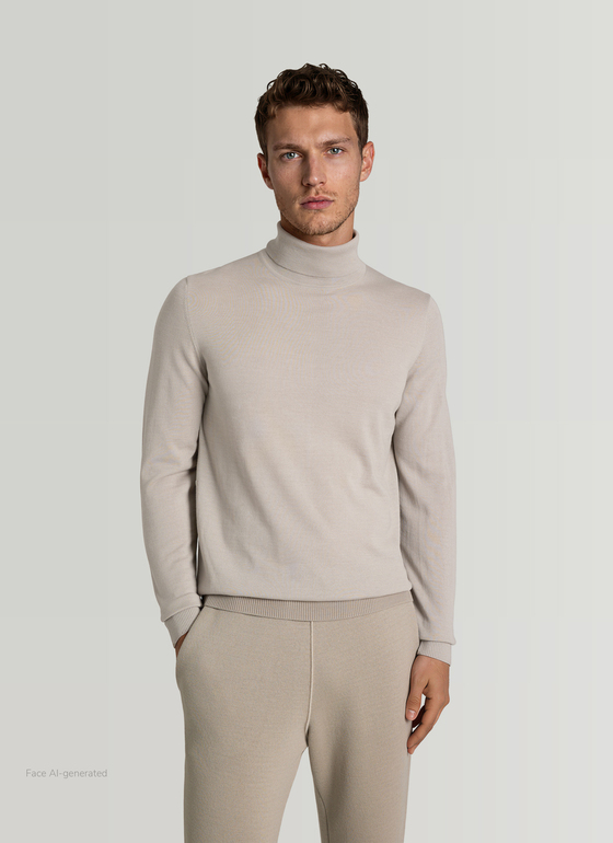 Pullover Rollkragen 1/1 Arm Mascarpone Cream Frontansicht