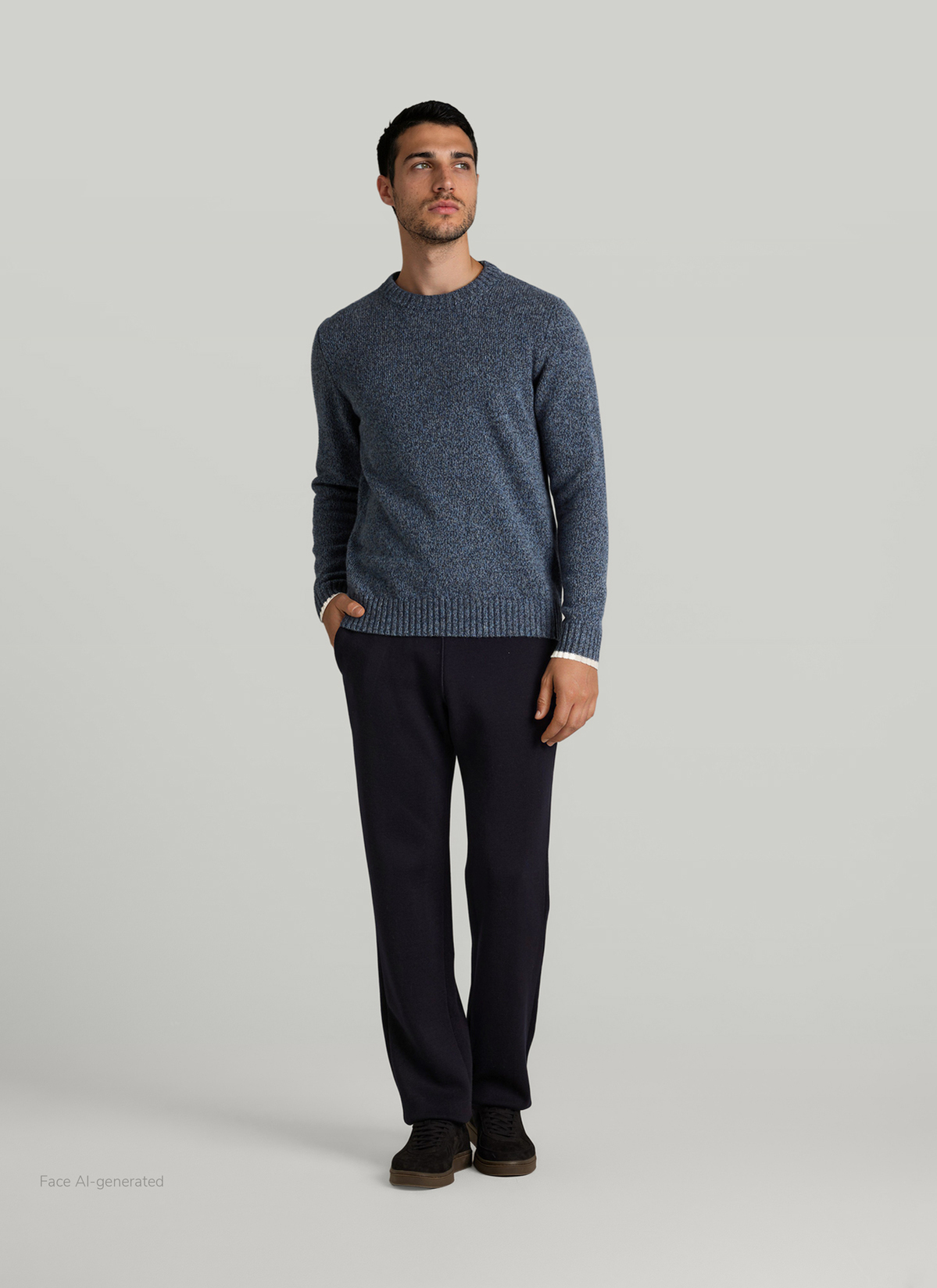 Pullover Rundhals 1/1 Arm, Nimes Blue Detailansicht 2