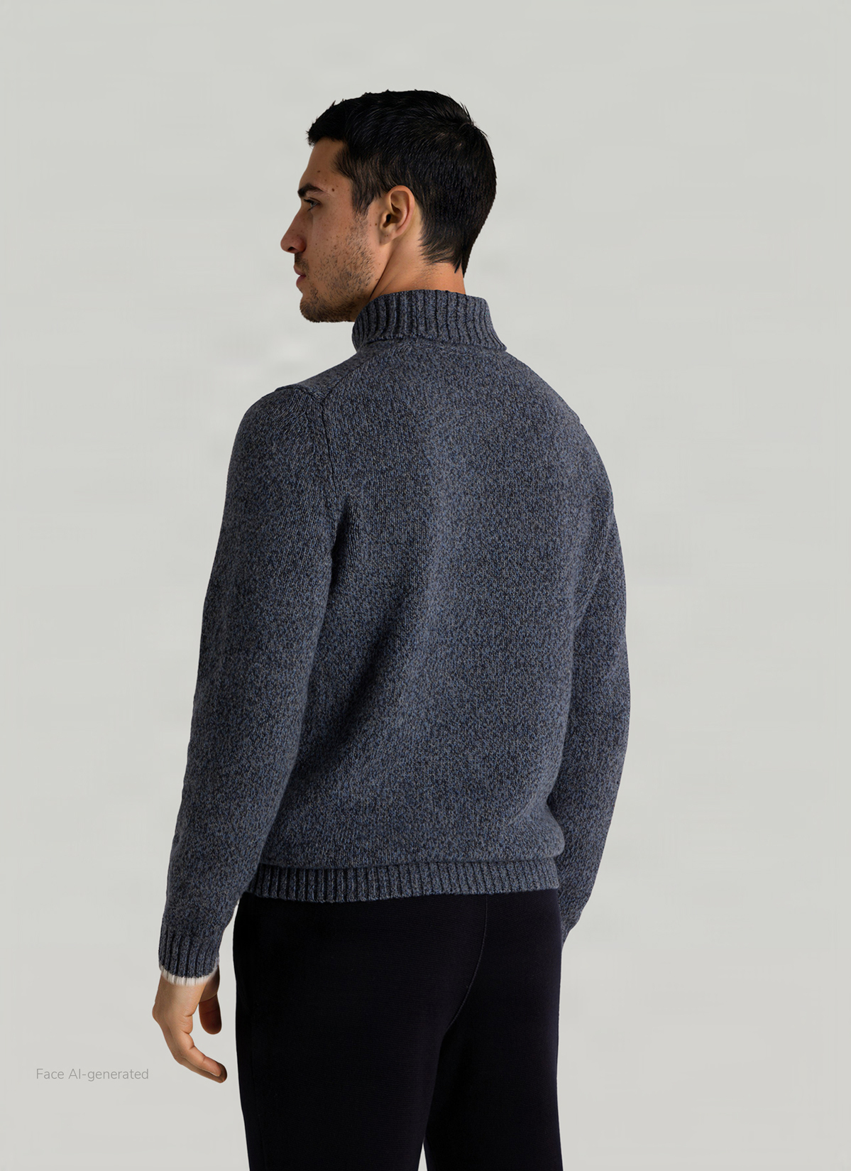 Pullover Rollkragen 1/1 Arm, Nimes Blue Rückansicht