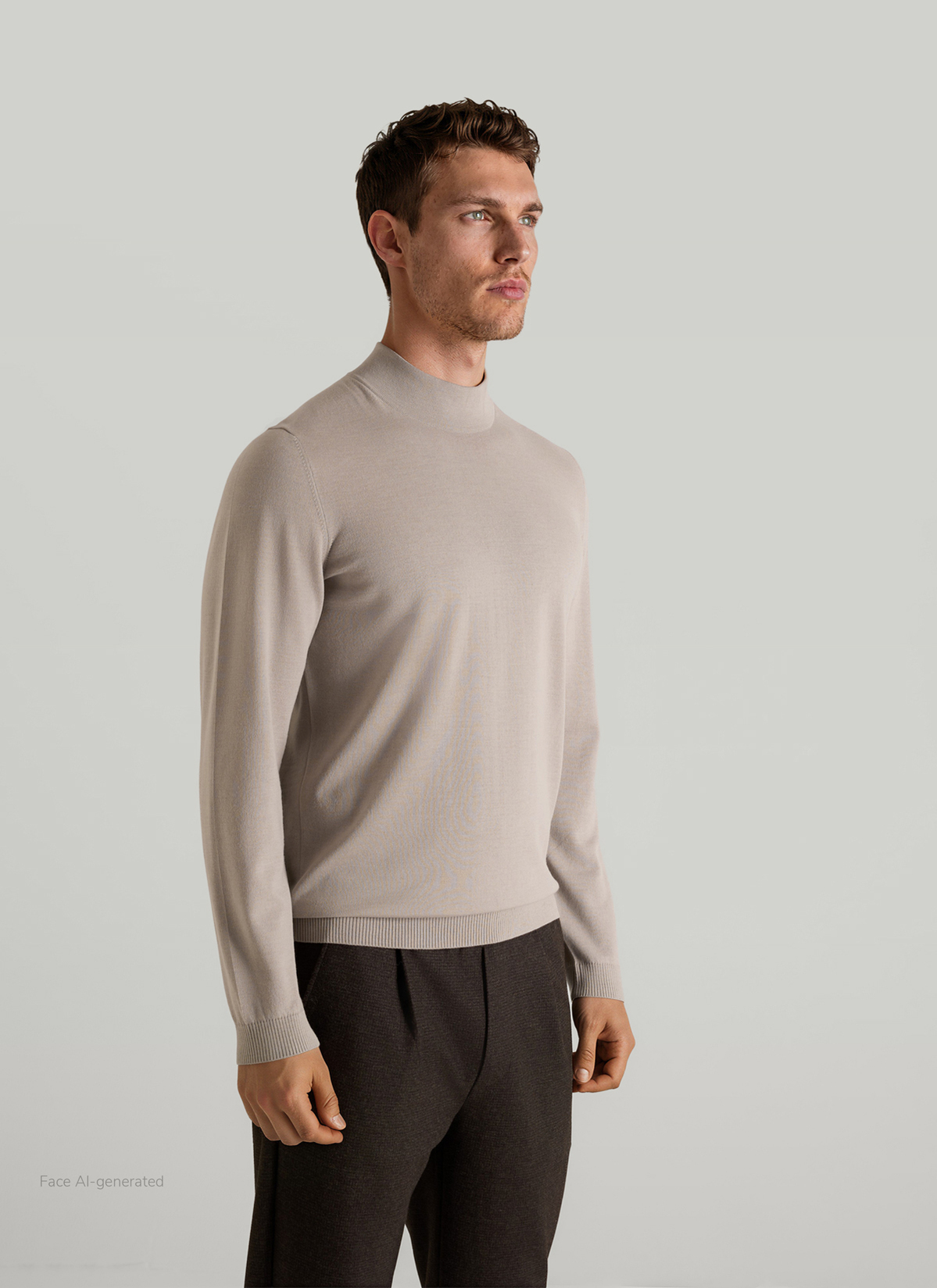 Pullover Rollkragen 1/1 Arm, Mascarpone Cream Frontansicht
