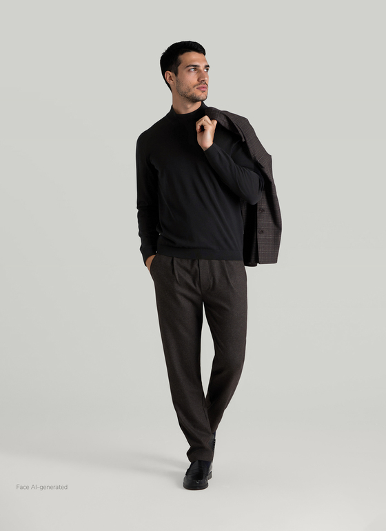 Pullover Rollkragen 1/1 Arm Black Frontansicht