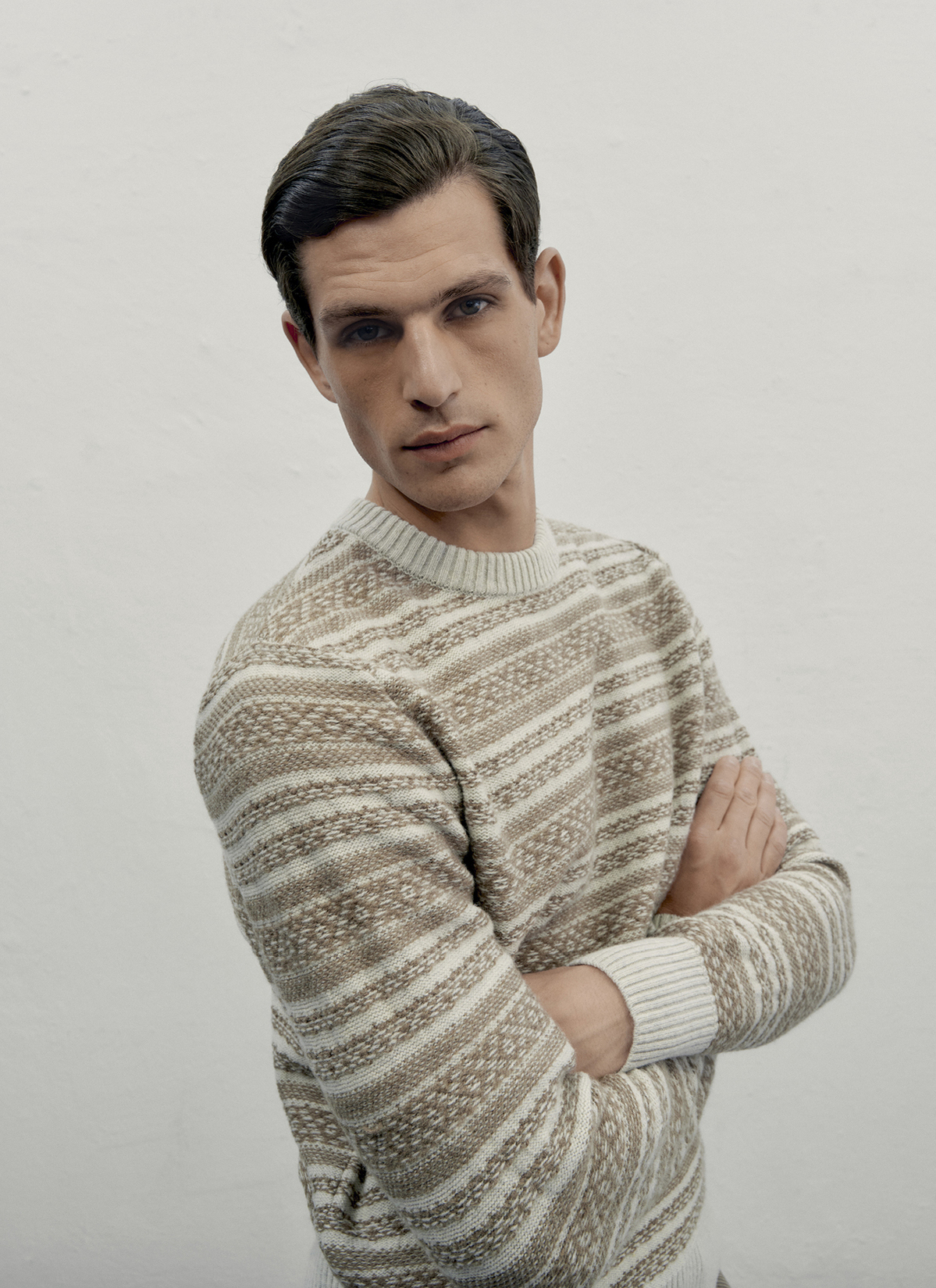 Pullover Rundhals 1/1 Arm, Mascarpone Cream Frontansicht