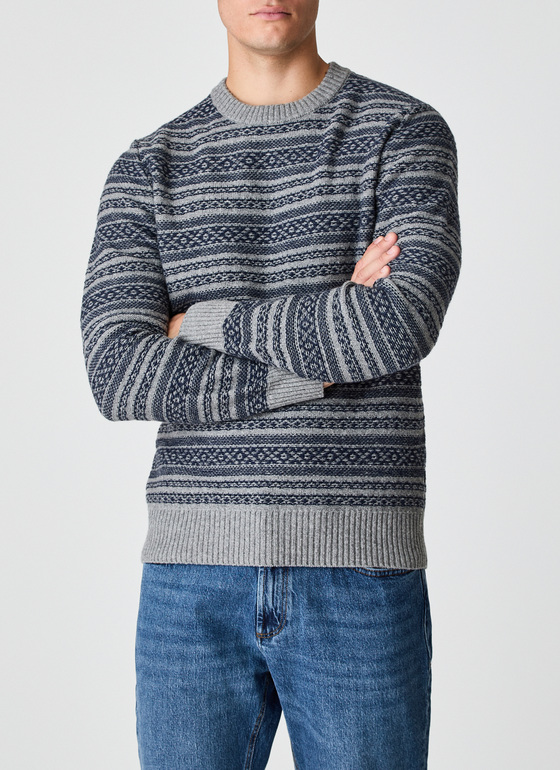 Pullover Rundhals 1/1 Arm Mercury Grey Frontansicht