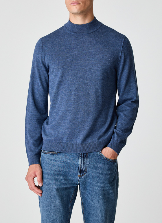 Pullover Stehkragen 1/1 Arm Nimes Blue Frontansicht