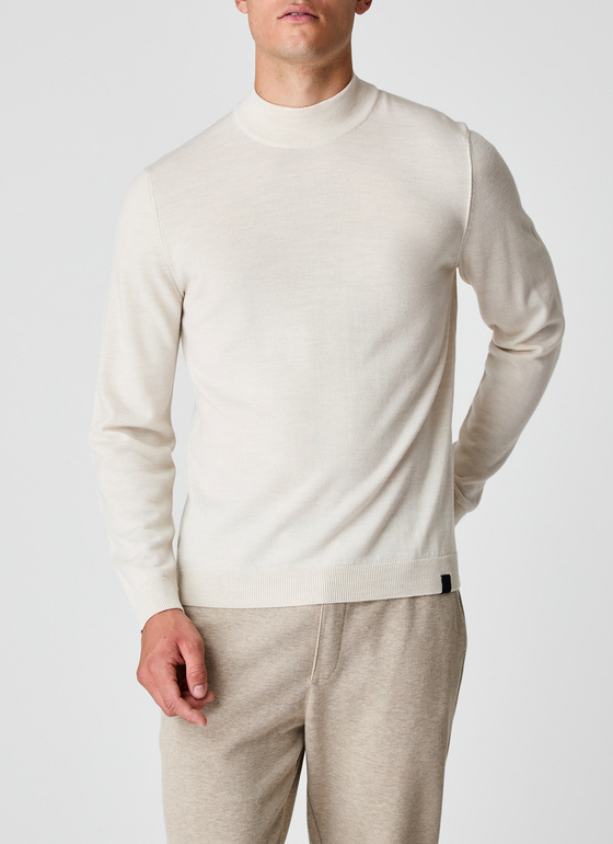 Pullover Stehkragen 1/1 Arm Off White Frontansicht