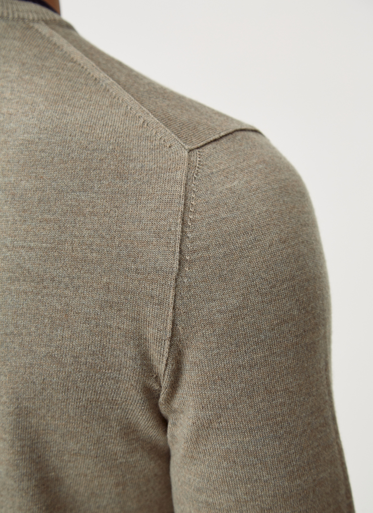 Pullover V-Ausschnitt 1/1 Arm, Taupe Detailansicht 1