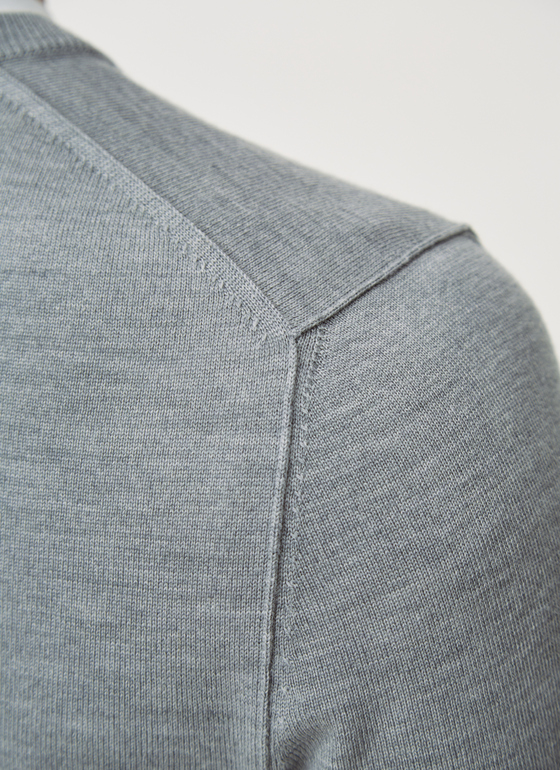 Pullover V-Ausschnitt 1/1 Arm Silver Fox Frontansicht