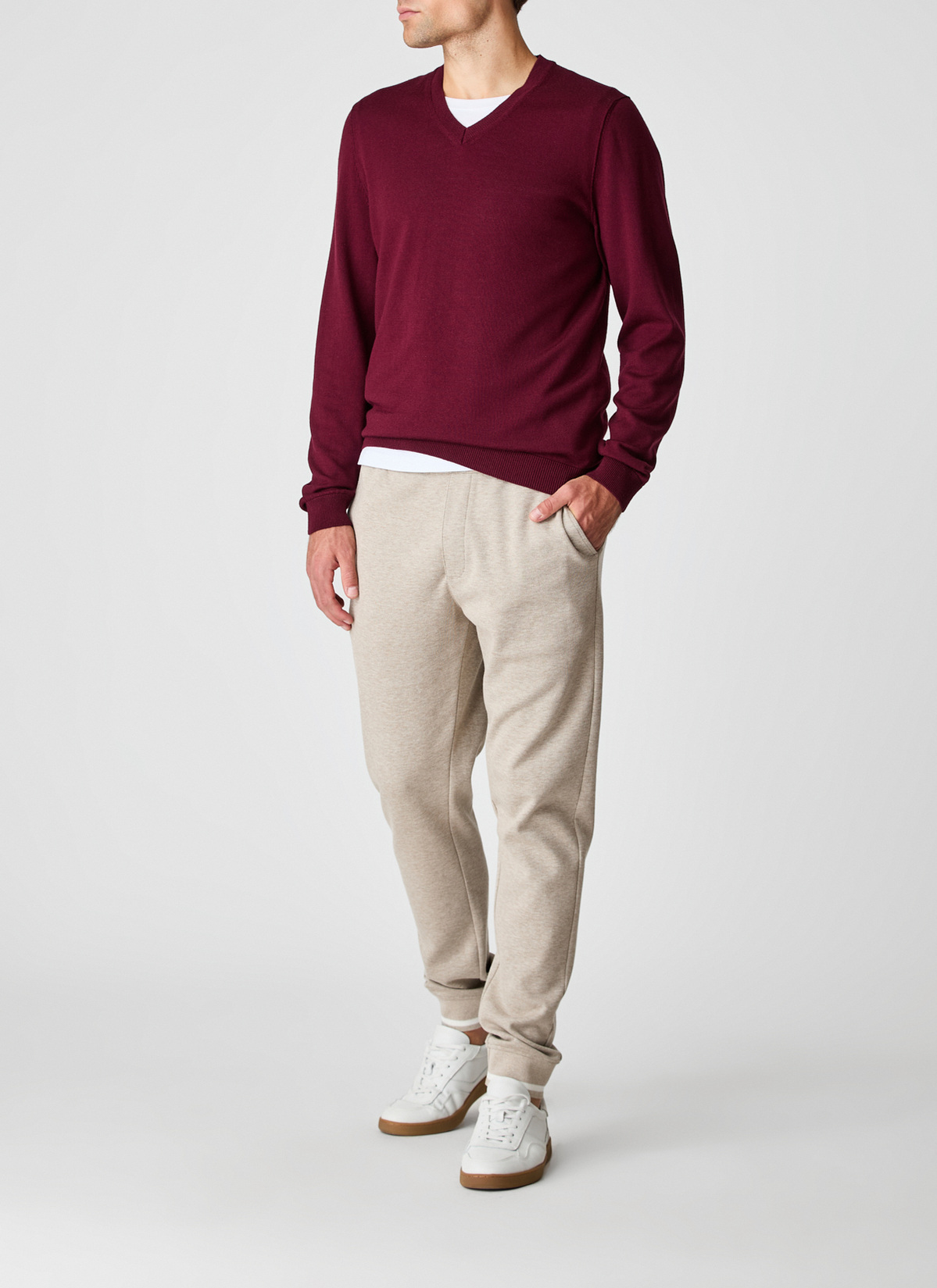 Pullover V-Ausschnitt 1/1 Arm, Barolo Wine Detailansicht 2