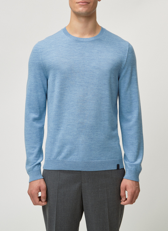 Pullover Rundhals 1/1 Arm Whispering Blue Frontansicht