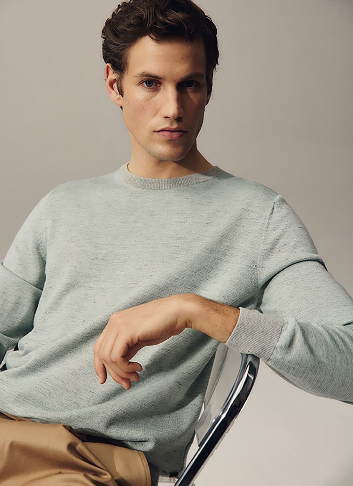 Pullover Rundhals 1/1 Arm, Iced Mint Frontansicht