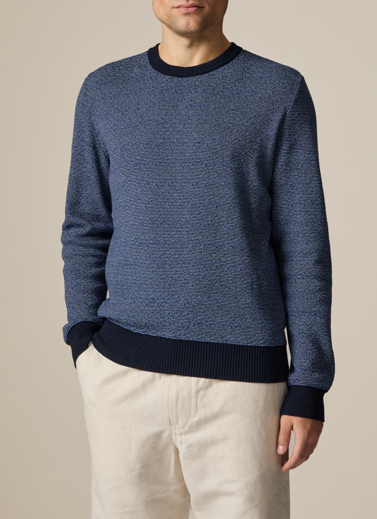 Pullover Rundhals 1/1 Arm, Navy Frontansicht