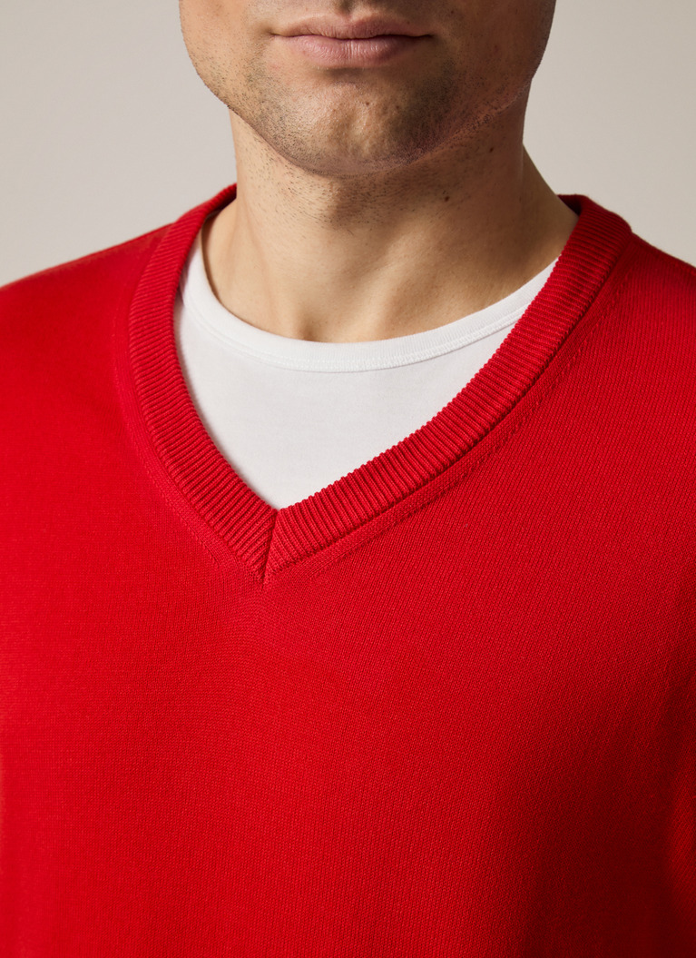 Pullover V-Ausschnitt 1/1 Arm, Flash Red Detailansicht 2