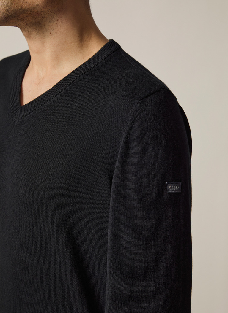 Pullover V-Ausschnitt 1/1 Arm, Black Detailansicht 2