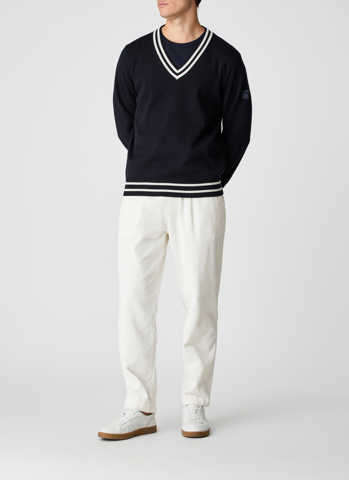 Pullover V-Ausschnitt 1/1 Arm, Navy Detailansicht 2